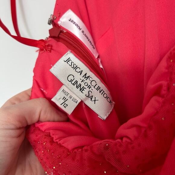 Vintage Gunne Sax Jessica McClintock Halter Dress Women’s 12 Pink Y2K Sparkly - Picture 9 of 10